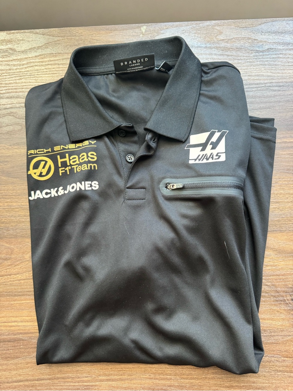 Jack & Jones Black Polo with Haas F1 Team Logos